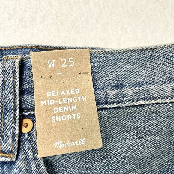 NWT Madewell Relaxed Mid Length Denim Jean Shorts Cut Off Raw Hem size 25 - Picture 6 of 7